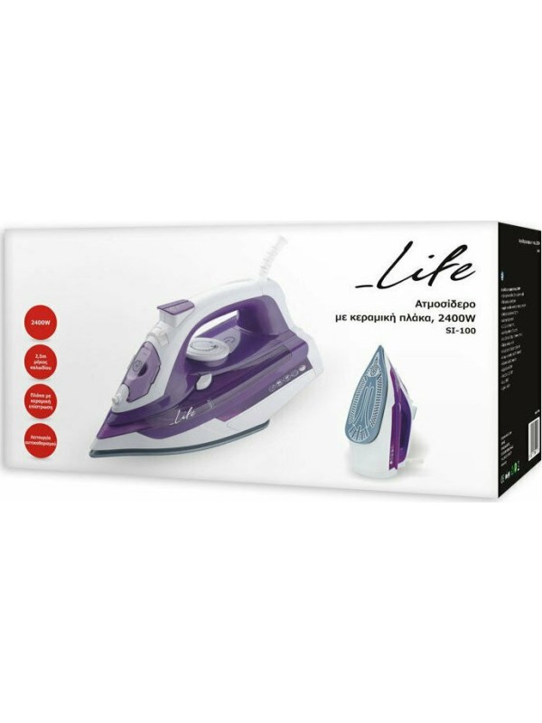 Life SI-100 Σίδερο Ατμού 2400W με Κεραμική Πλάκα και Συνεχόμενη Παροχή 25gr/min 221-0092 Life SI-100 Σίδερο Ατμού 2400W με Κεραμική Πλάκα και Συνεχόμενη Παροχή 25gr/min 221-0092