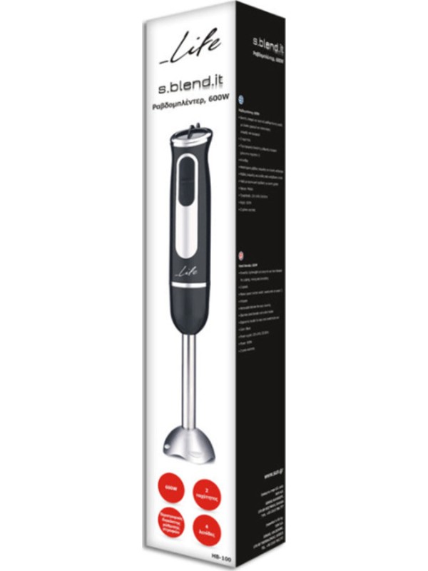 Life s.blend.it Ραβδομπλέντερ με Ανοξείδωτη Ράβδο 600W Μαύρο 221-0139