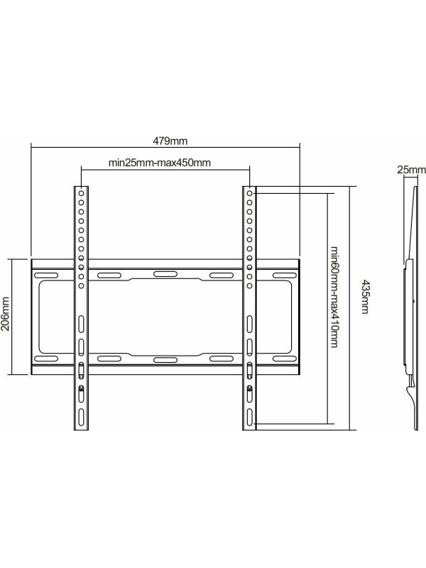 Cabletech DM-0151 Βάση Τηλεόρασης Τοίχου έως 55" και 40kg Cabletech DM-0151 Βάση Τηλεόρασης Τοίχου έως 55" και 40kg