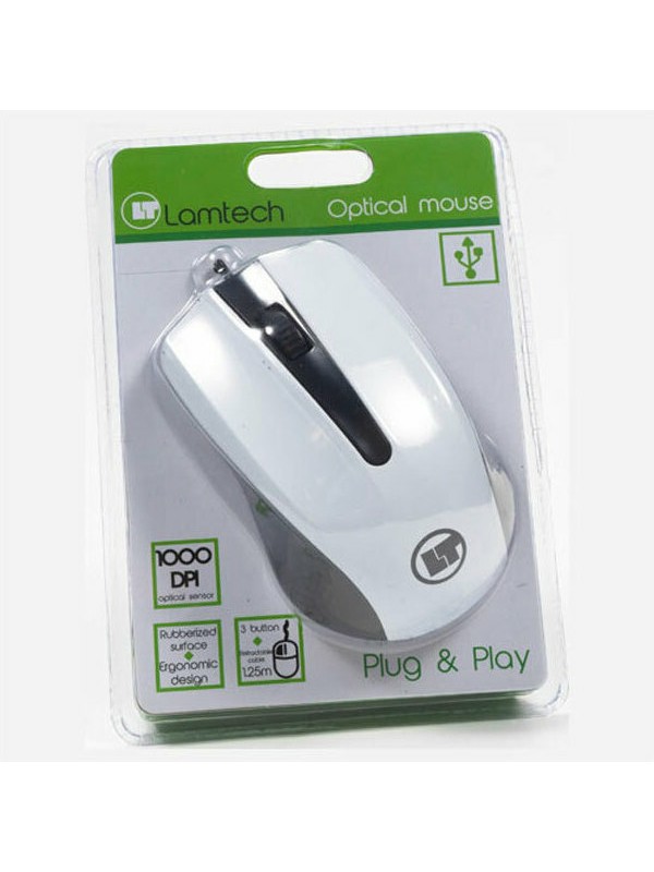 Lamtech LAM021196 Ενσύρματο Ποντίκι Λευκό Lamtech LAM021196 Ενσύρματο Ποντίκι Λευκό