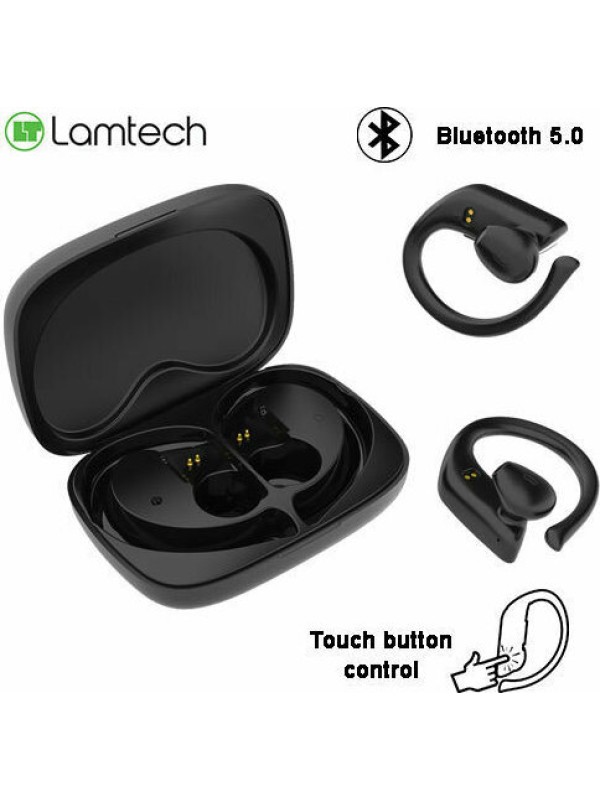Lamtech LAM021820 Earbud Bluetooth Handsfree Ακουστικά με Θήκη Φόρτισης Μαύρα 