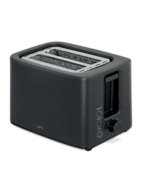 Life Crunchy Φρυγανιέρα 2 Θέσεων 750W Μαύρη 221-0444