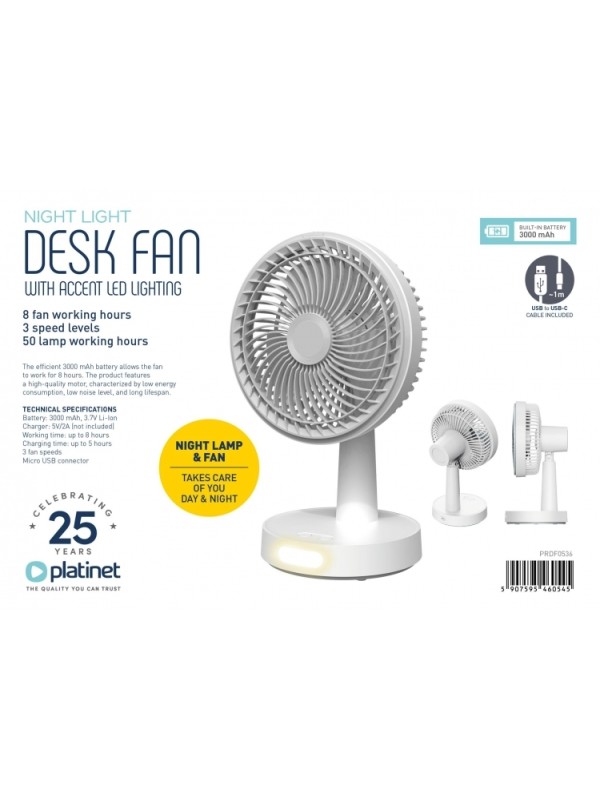 ΑΝΕΜ. PLATINET PRDF 0536 WIRELESS DESK 2*500 MAH LED ΑΝΕΜ. PLATINET PRDF 0536 WIRELESS DESK 2*500 MAH LED