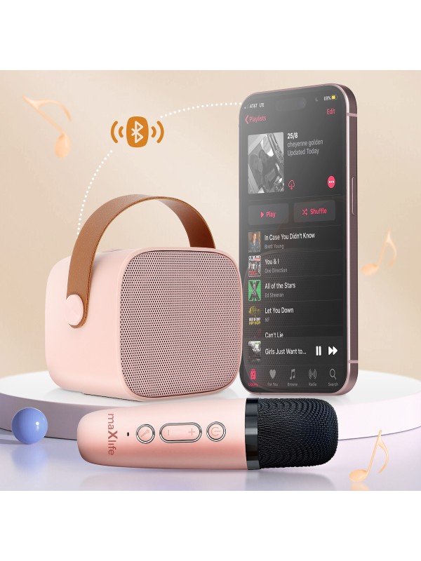 Maxlife Σύστημα Karaoke με Ασύρματo Μικρόφωνo MXKS-100 σε Ροζ Χρώμα