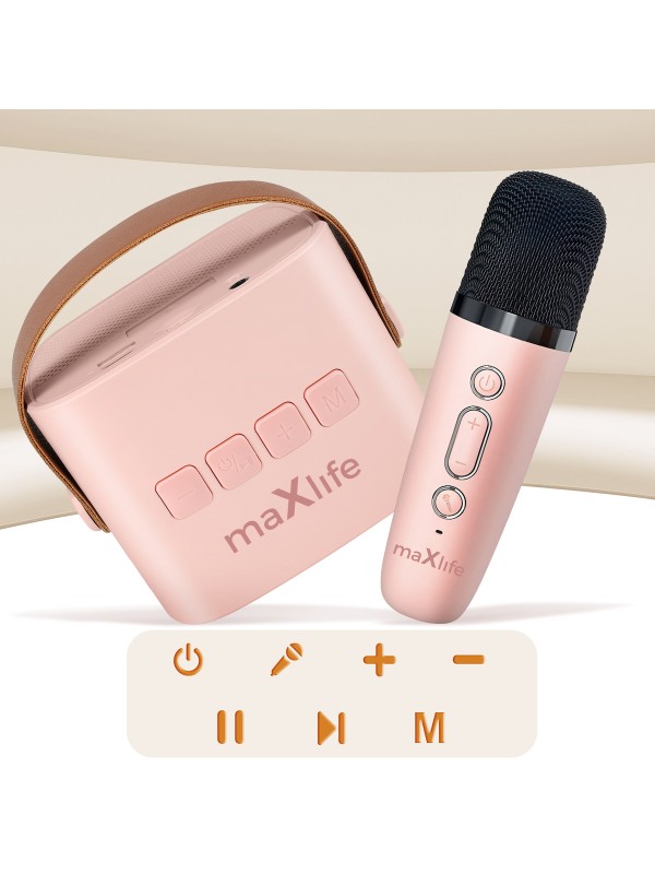 Maxlife Σύστημα Karaoke με Ασύρματo Μικρόφωνo MXKS-100 σε Ροζ Χρώμα
