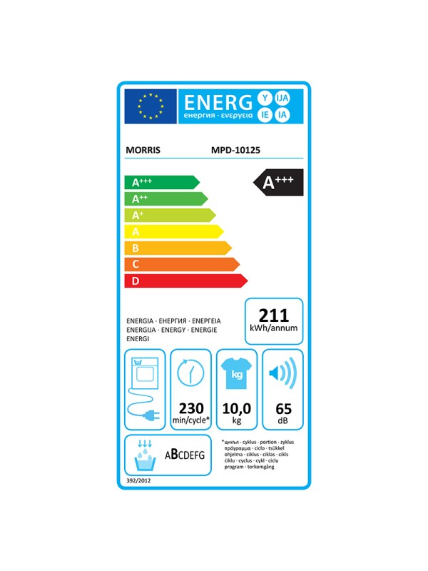 Morris MPD-10125 Στεγνωτήριο 10kg A+++ με Αντλία Θερμότητας