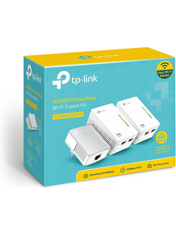 TP-LINK TL-WPA4220T KIT v1 Powerline Τριπλό για Ασύρματη Σύνδεση Wi‑Fi 4 και 2 Θύρες Ethernet