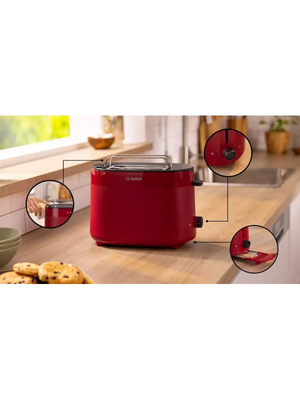 Bosch MyMoment Φρυγανιέρα 2 Θέσεων TAT 2 M 124 950W Κόκκινη Bosch MyMoment Φρυγανιέρα 2 Θέσεων TAT 2 M 124 950W Κόκκινη