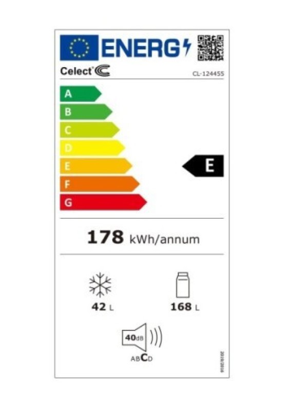 Celect CL 124455 Ψυγείο Δίπορτο 210lt Υ143xΠ55xΒ55εκ. Λευκό