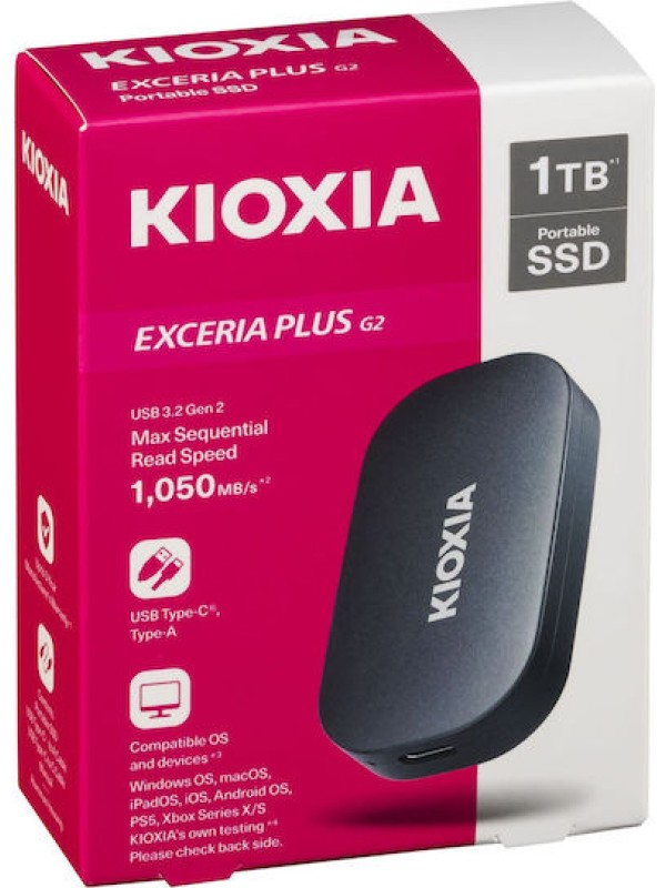 Kioxia EXCERIA PLUS G2 USB 3.2 / USB-C Εξωτερικός SSD 1TB Μαύρο