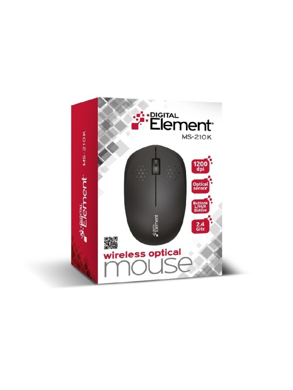 Element MS-210 Ασύρματο Εργονομικό Ποντίκι Μαύρο