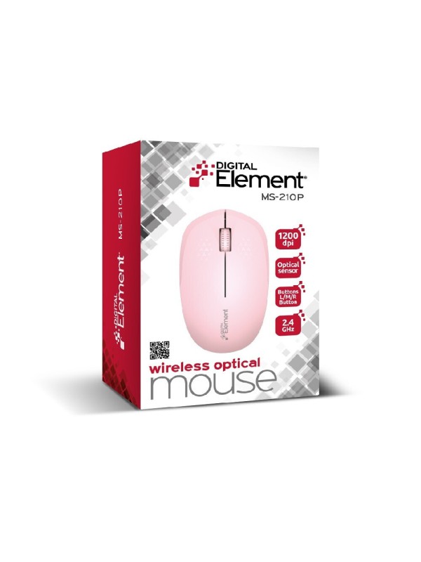 Element MS-210 Ασύρματο Εργονομικό Ποντίκι Ροζ