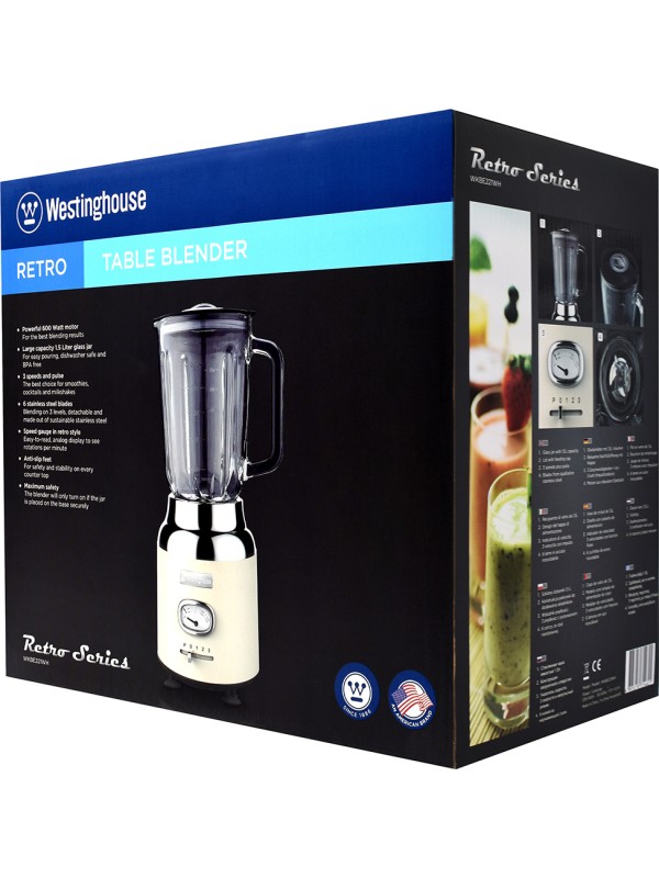 Westinghouse Μπλέντερ για Smoothies με Γυάλινη Κανάτα 1.5lt 600W Λευκό WKBE221WH