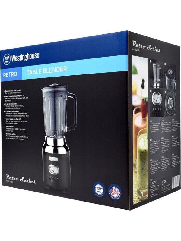 Westinghouse Μπλέντερ με Γυάλινη Κανάτα 1.5lt 600W Μαύρο WKBE221BK Westinghouse Μπλέντερ με Γυάλινη Κανάτα 1.5lt 600W Μαύρο WKBE221BK