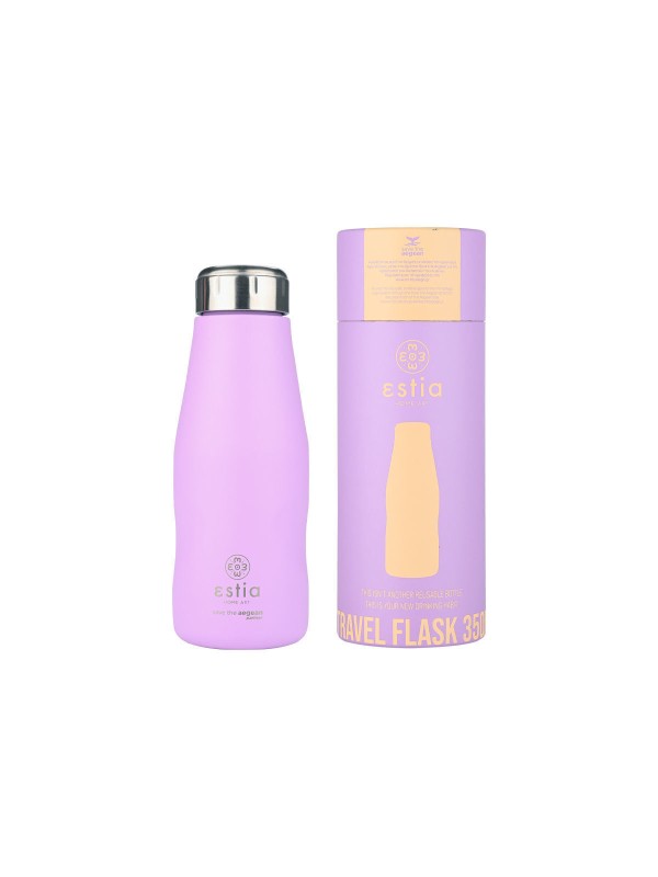 Estia Travel Flask Save the Aegean Ανακυκλώσιμο Μπουκάλι Θερμός Ανοξείδωτο BPA Free 350ml Lavender Purple με Καλαμάκι