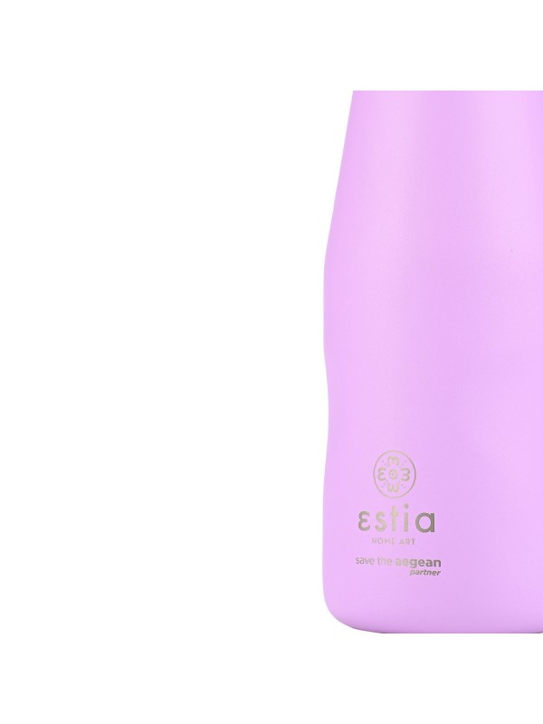 Estia Travel Flask Save the Aegean Ανακυκλώσιμο Μπουκάλι Θερμός Ανοξείδωτο BPA Free 350ml Lavender Purple με Καλαμάκι