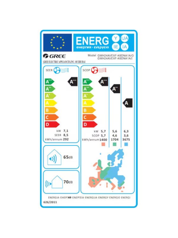Gree Airy White GRC/GRCO-241QI/KAIW-N5 Κλιματιστικό Τοίχου 24000 btu/h A+++/A+++
