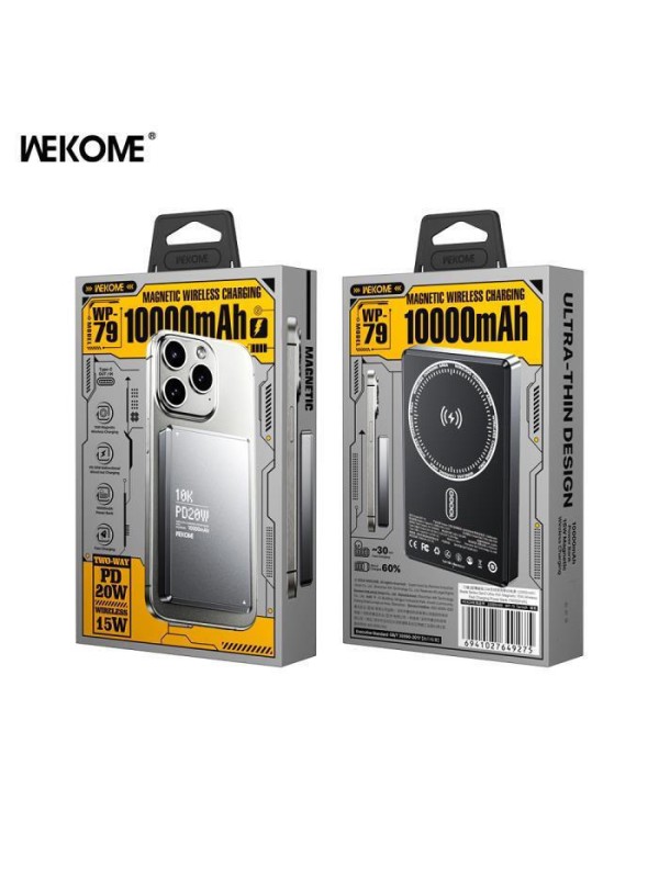 WK WP-79 MagSafe Power Bank 10000mAh 20W με Θύρα USB-C Power Delivery Γκρι 250813