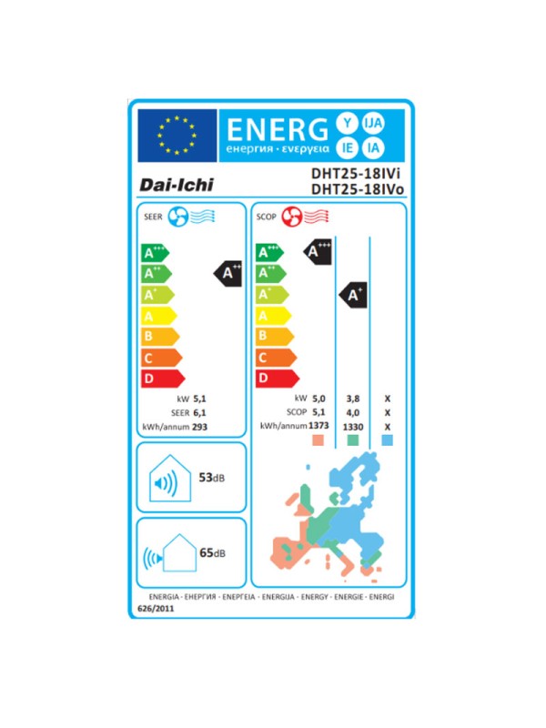 Dai-Ichi DHT25-18IVI/DHT25-18IVO Κλιματιστικό Inverter 18000 BTU A++/A+++ με Wi-Fi Dai-Ichi DHT25-18IVI/DHT25-18IVO Κλιματιστικό Inverter 18000 BTU A++/A+++ με Wi-Fi