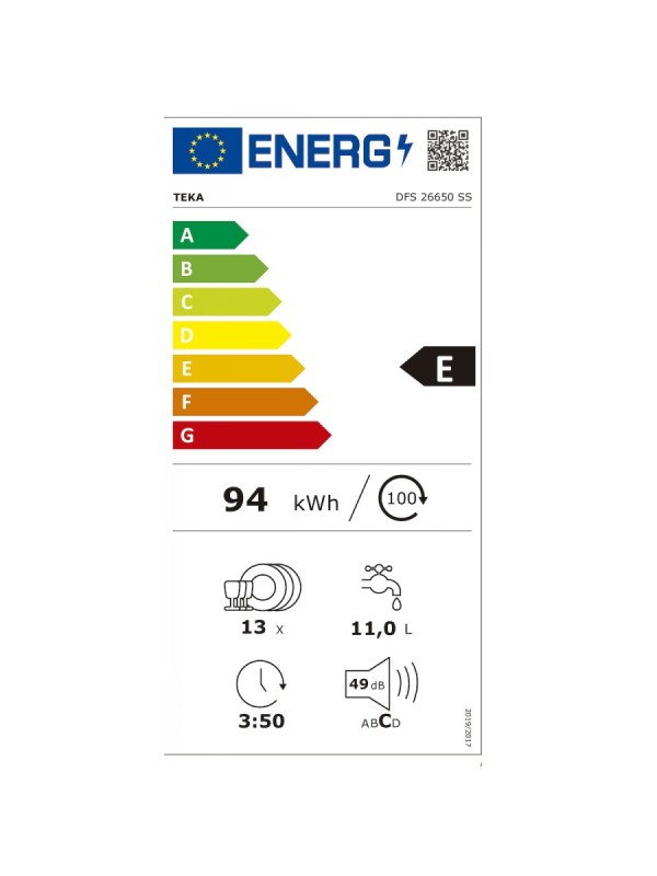 Teka DFS 26650 SS Πλυντήριο Πιάτων για 13 Σερβίτσια 60cm Inox
