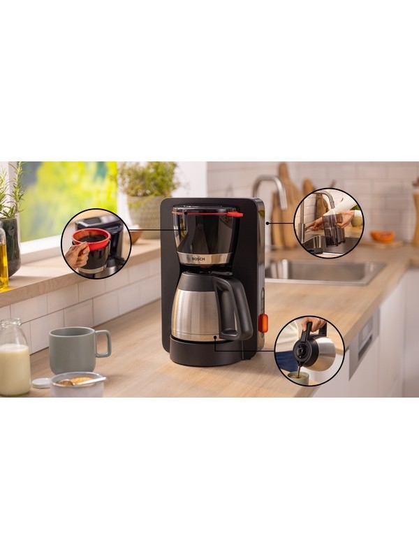 Καφετιέρα Φίλτρου Bosch TKA 6 M 273 ΘΕΡΜΟΣ ΜΑΥΡΗ  1000W