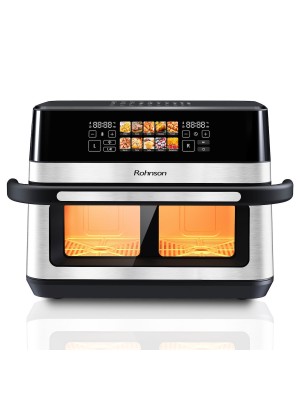 Rohnson Air Fryer με Διπλό Αποσπώμενο Κάδο 12lt Ασημί R-2882 