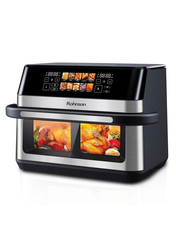 Rohnson Air Fryer με Διπλό Αποσπώμενο Κάδο 12lt Ασημί R-2882 Rohnson Air Fryer με Διπλό Αποσπώμενο Κάδο 12lt Ασημί R-2882