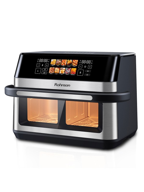 Rohnson Air Fryer με Διπλό Αποσπώμενο Κάδο 12lt Ασημί R-2882 Rohnson Air Fryer με Διπλό Αποσπώμενο Κάδο 12lt Ασημί R-2882