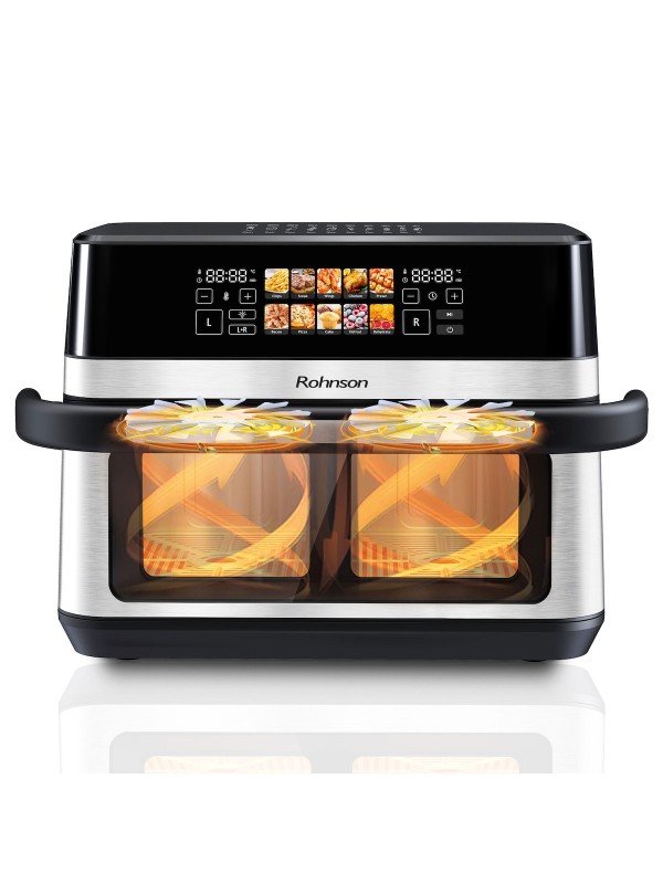 Rohnson Air Fryer με Διπλό Αποσπώμενο Κάδο 12lt Ασημί R-2882 Rohnson Air Fryer με Διπλό Αποσπώμενο Κάδο 12lt Ασημί R-2882