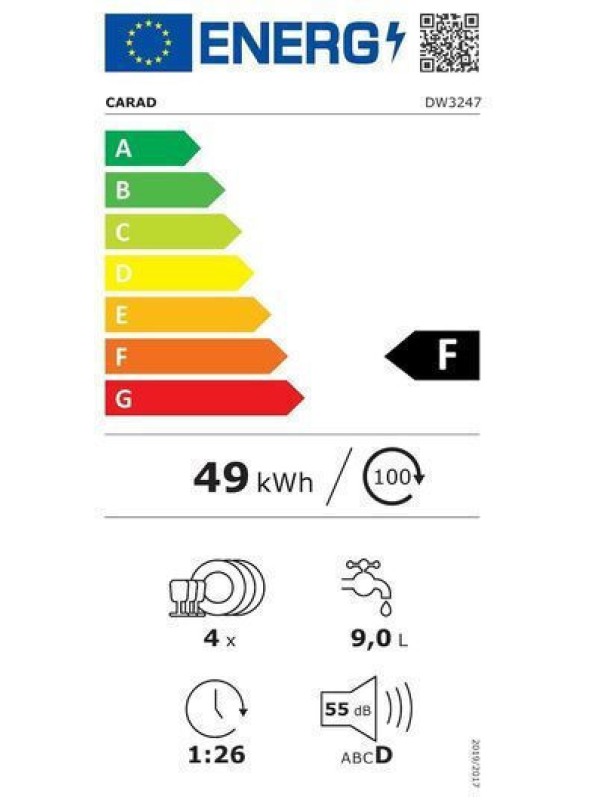 Carad Πλυντήριο Πιάτων Πάγκου για 4 Σερβίτσια Π44xY45εκ. Λευκό