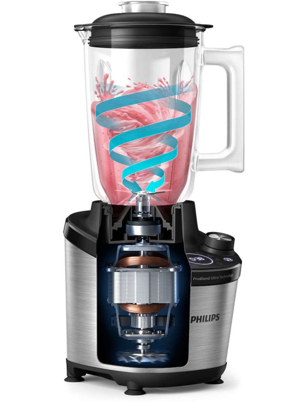 Philips Μπλέντερ για Smoothies με Γυάλινη Κανάτα 2lt 1500W Inox HR3760/00 Philips Μπλέντερ για Smoothies με Γυάλινη Κανάτα 2lt 1500W Inox HR3760/00