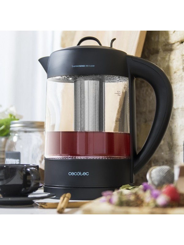 Cecotec ThermoSense 390 Clear Βραστήρας 1.7lt 2200W Μαύρος