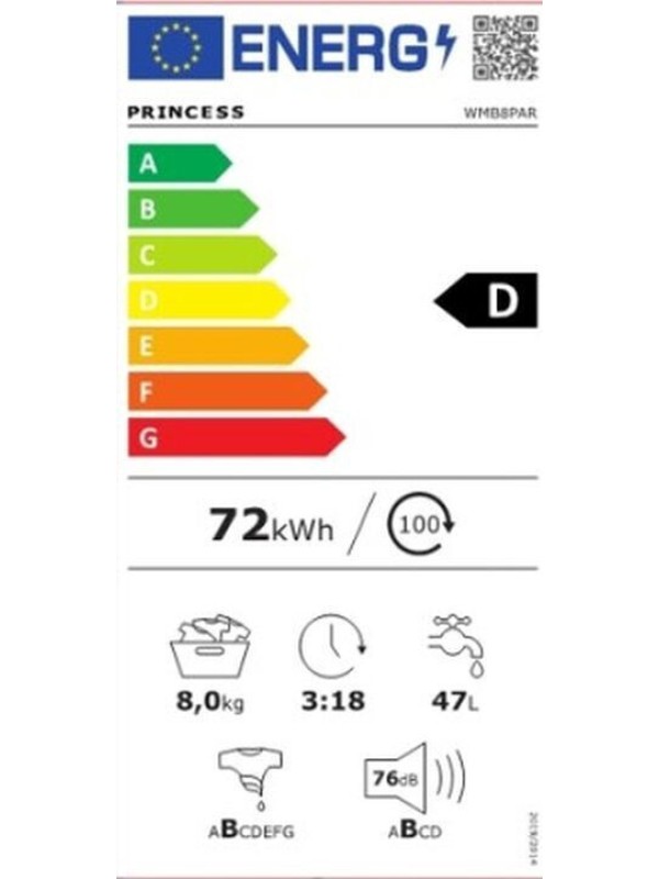 Princess WMB 8 PAR Πλυντήριο Ρούχων 8kg 1400 Στροφών Καθαρισμός Κάδου Princess WMB 8 PAR Πλυντήριο Ρούχων 8kg 1400 Στροφών Καθαρισμός Κάδου