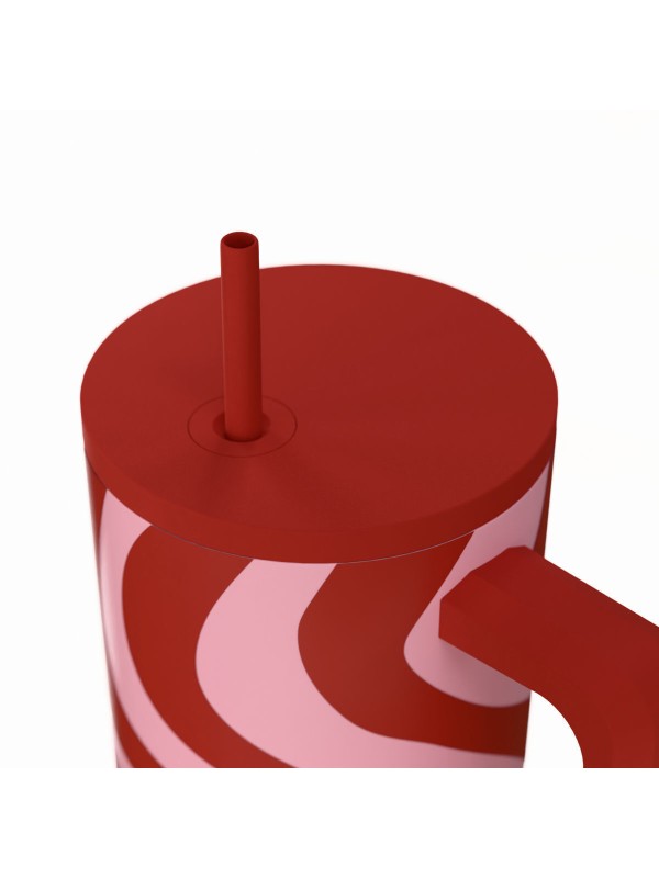 Estia Ανακυκλώσιμο Handled Tumbler Θερμός Ανοξείδωτο BPA Free 900ml CORAL WAVES με Καλαμάκι και Λαβή Κωδικός: 01-41588 