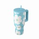 Estia Save Aegean Ανακυκλώσιμο Handled Tumbler Θερμός Ανοξείδωτο BPA Free 900ml BLUE DAISY με Καλαμάκι και Λαβή Κωδικός: 01-41618 