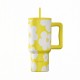 Estia Save Aegean Ανακυκλώσιμο Handled Tumbler Θερμός Ανοξείδωτο BPA Free 900ml YELLOW DAISY με Καλαμάκι και Λαβή 01-41625