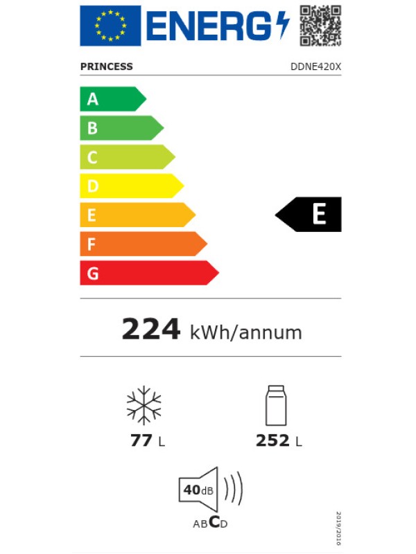Princess Ψυγείο Δίπορτο 329lt Total NoFrost Υ166.4xΠ59.5xΒ64.4εκ. Inox DDNE420X