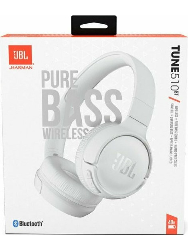 JBL Tune 510BT Ασύρματα / Ενσύρματα On Ear Ακουστικά με 40 ώρες Λειτουργίας και Quick Charge Λευκά JBLT510BTWHT JBL Tune 510BT Ασύρματα / Ενσύρματα On Ear Ακουστικά με 40 ώρες Λειτουργίας και Quick Charge Λευκά JBLT510BTWHT