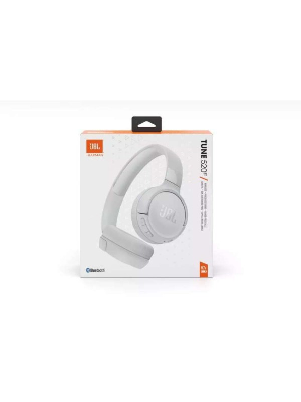 JBL Tune 520BT Ασύρματα / Ενσύρματα On Ear Ακουστικά με 57 ώρες Λειτουργίας και Quick Charge Λευκά 