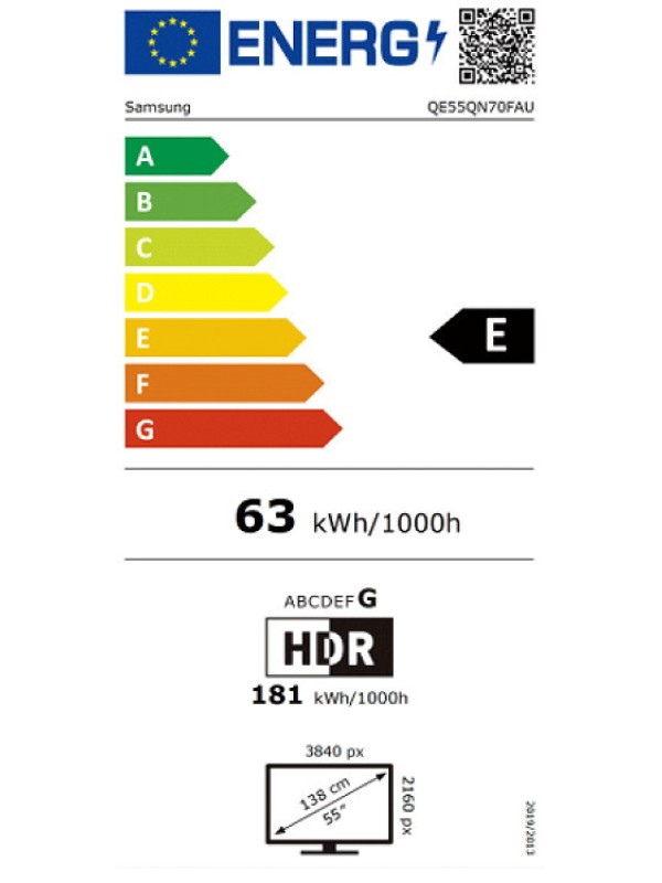 Samsung Smart Τηλεόραση 55" 4K UHD Neo QLED QN70F HDR (2025) QE55QN70FAUXXH