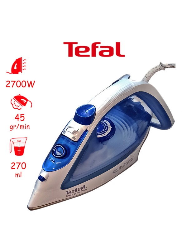 Tefal Σίδερο Ατμού 2700W με Αντικολλητική Πλάκα και Συνεχόμενη Παροχή 45gr/min FV5751 Tefal Σίδερο Ατμού 2700W με Αντικολλητική Πλάκα και Συνεχόμενη Παροχή 45gr/min FV5751