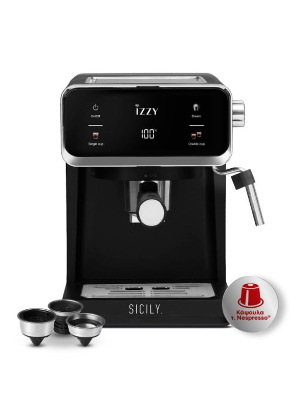 Izzy Sicily IZ-6017 Μηχανή Espresso 1000W Πίεσης 20bar Μαύρη Izzy Sicily IZ-6017 Μηχανή Espresso 1000W Πίεσης 20bar Μαύρη