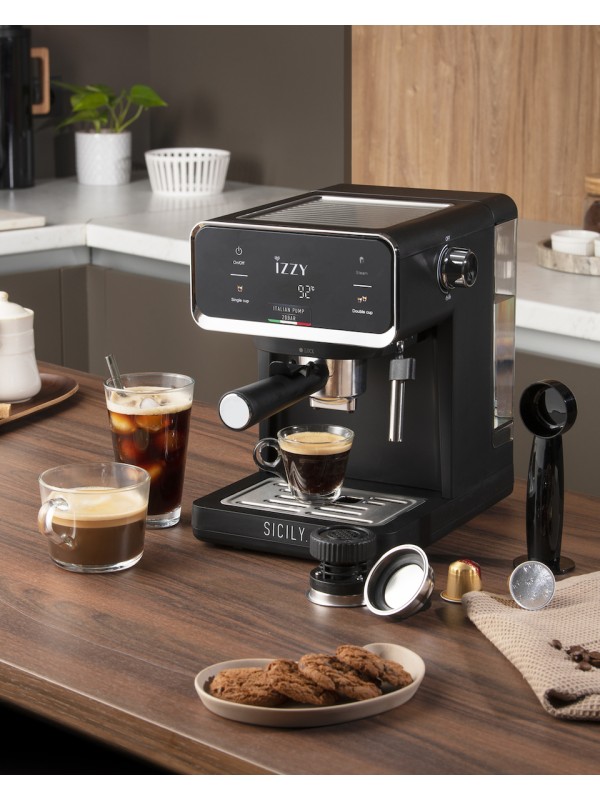 Izzy Sicily IZ-6017 Μηχανή Espresso 1000W Πίεσης 20bar Μαύρη Izzy Sicily IZ-6017 Μηχανή Espresso 1000W Πίεσης 20bar Μαύρη
