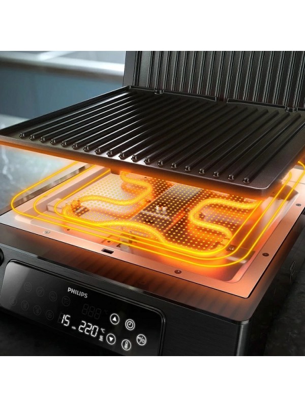 Philips Τοστιέρα Γκριλιέρα με Αποσπώμενες Πλάκες 2200W Μαύρη