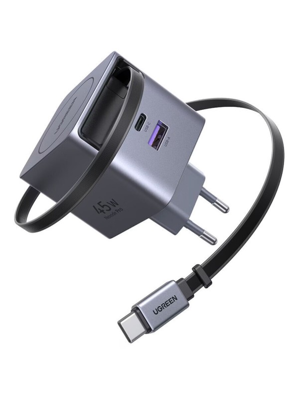Ugreen Φορτιστής με Θύρα USB-A και Θύρα USB-C και Καλώδιο USB-C 45W Γκρι (X614)