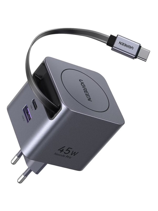 Ugreen Φορτιστής με Θύρα USB-A και Θύρα USB-C και Καλώδιο USB-C 45W Γκρι (X614)