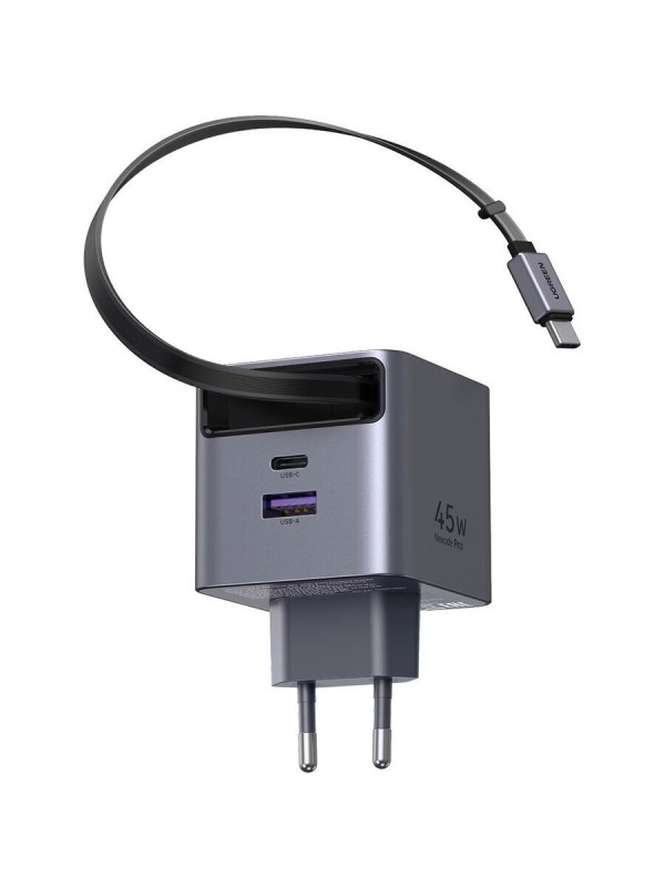 Ugreen Φορτιστής με Θύρα USB-A και Θύρα USB-C και Καλώδιο USB-C 45W Γκρι (X614)