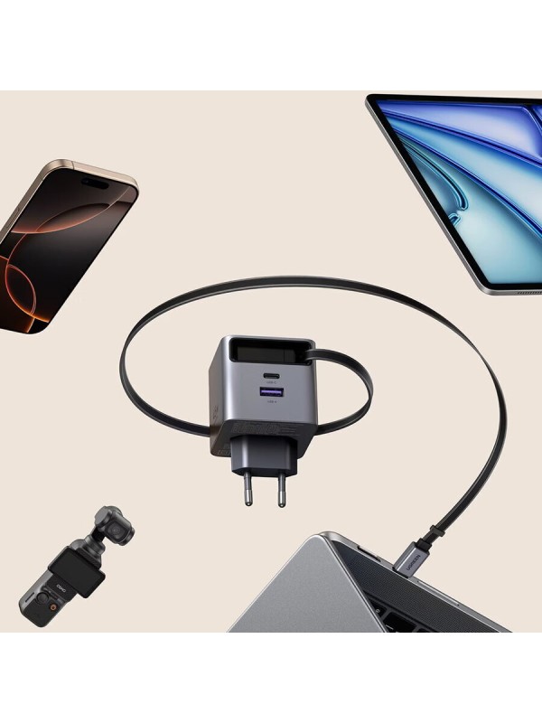 Ugreen Φορτιστής με Θύρα USB-A και Θύρα USB-C και Καλώδιο USB-C 45W Γκρι (X614)