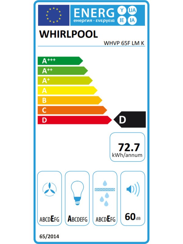 Whirlpool WHVP 65F LM K Απορροφητήρας Καμινάδα 59.8cm Μαύρος Whirlpool WHVP 65F LM K Απορροφητήρας Καμινάδα 59.8cm Μαύρος