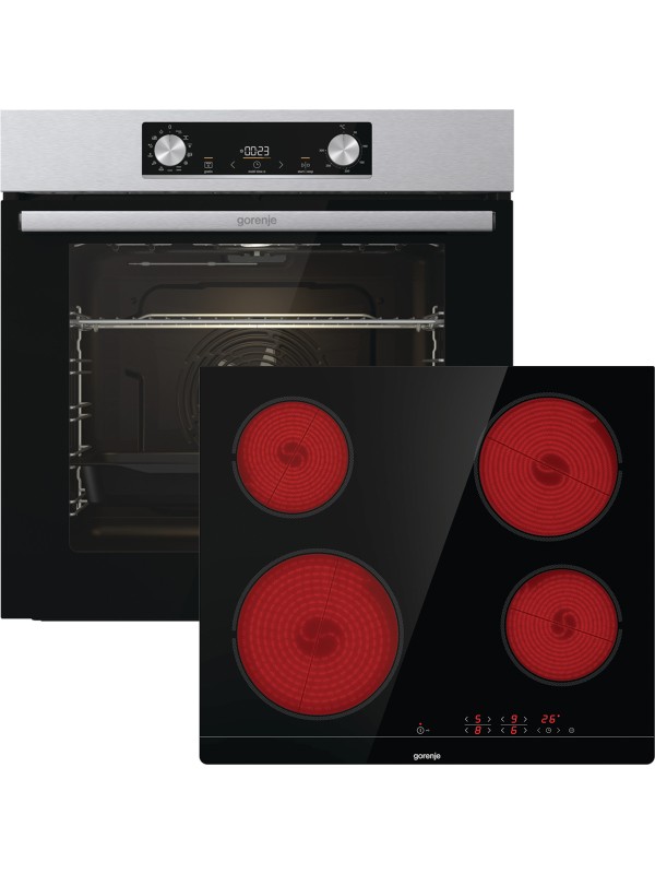 Gorenje BO6737E02X+ECT41CS Φούρνος άνω Πάγκου 77lt με Κεραμικές Εστίες Π59.5εκ. Inox Gorenje BO6737E02X+ECT41CS Φούρνος άνω Πάγκου 77lt με Κεραμικές Εστίες Π59.5εκ. Inox